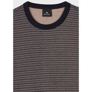 PAUL SMITH Shirt Mens XXL Navy Pattern Heavyweight Knit Short Sleeve Crew $125